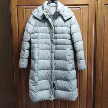 그레이 롱 다운 자켓 후드 부착