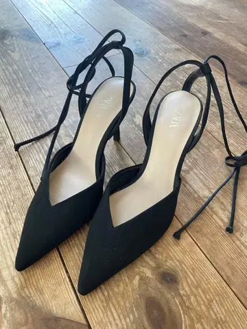 ZARA 스틸레토 레이스업 힐 블랙 37 새상품급