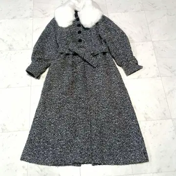 epine 에피누 트위드 롱 코트 볼륨 슬리브