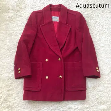 아쿠아 스큐텀 울 코트 골드 버튼 더블 브레스트 빨간색