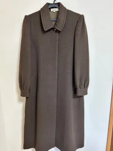 울 롱 코트 브라운