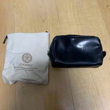 GANZO 블랙 가죽 파우치 수납 봉투 포함