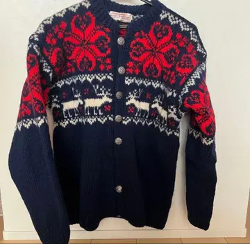 노르딕 무늬 가디건 네이비