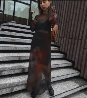 AMERI 멀티 컬러 롱 슬리브 드레스 S