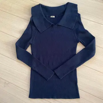 [ 새상품급 ] IENA 리브 칼라 부착 풀오버 니트