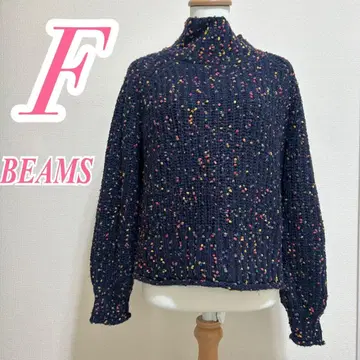 BEAMS HEART 빔즈 니트 스웨터 긴팔 F 네이비 올 패턴