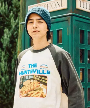 후드 프린트 래글런 맨투맨 니코앤드 차콜