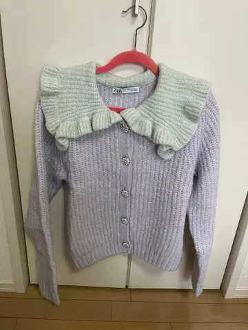ZARA 프릴 가디건 M 라벤더