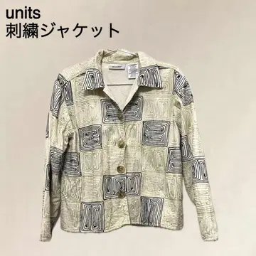 units 린넨코튼 자수 숏 자켓 MEDIUM 올 패턴 구제 의류