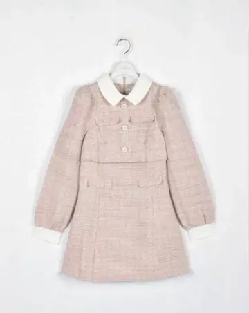 evelyn 트위드 미니 플레어 원피스 핑크