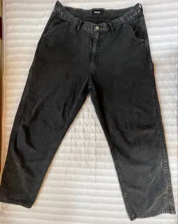 X-Large 블랙 와이드 데님 LA 로고 자수