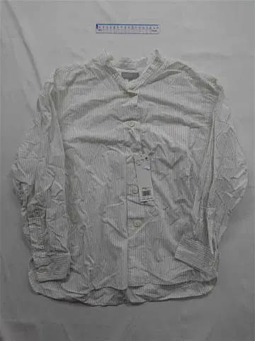 마가렛 하우엘 밴드 카라 셔츠 스트라이프 코튼 남성용 II