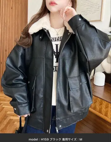 moment+ 퍼 티펫 포함 인조 가죽 블루종