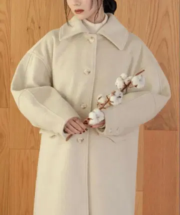 hinari 미니 샤기 롱 코트