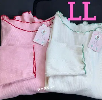 시마무라 ayano 리브 멜로우 T셔츠 LL 핑크 그린