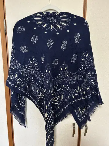 manipuri 네이비 반다나 패턴 스톨 페이즐리