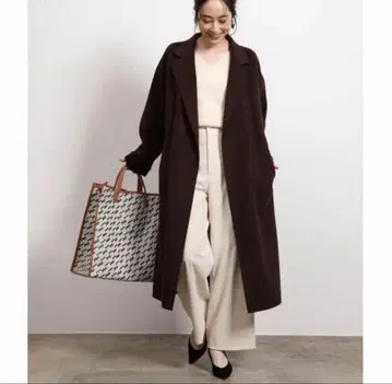 ROPE 캐시미어 혼방 리버 코트 랩 코트 로페