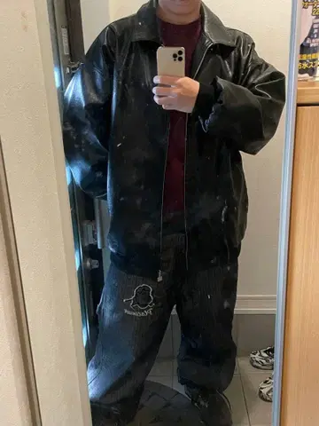 FUBU 후부 가죽 자켓 오버 사이즈 b-boy