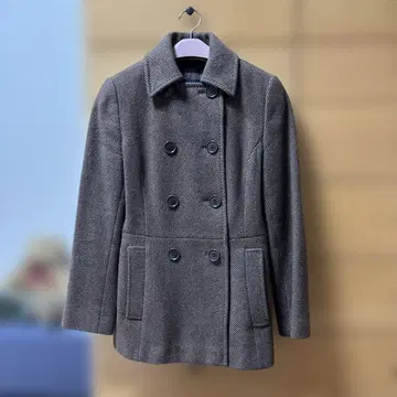 ICB: 울 혼방 더블 브레스트 숏코트 9호 짙은 갈색