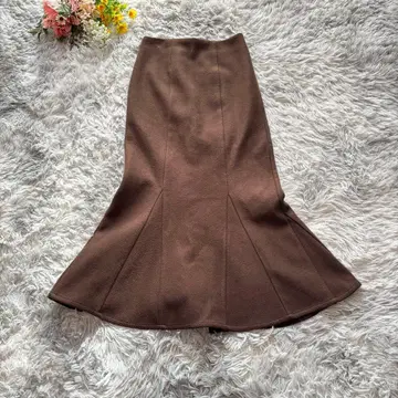 잉그 머메이드 스커트 [ F ] 브라운 페이크울 롱 고급스러운