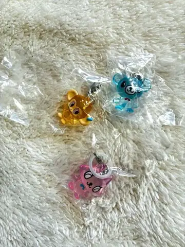 나리미야 공식 가챠 클리어 애니멀 키링 3종 세트 헤이세이 레트로