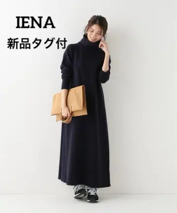 택 포함 새상품 이에나 IENA 네이비 터틀넥 니트 원피스