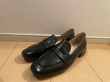 블랙 가죽 로퍼 낮은 힐