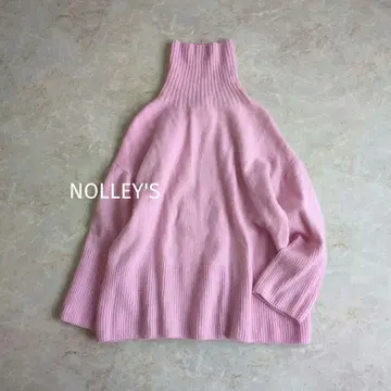 노리즈 울 캐시미어 터틀넥 풀오버 니트 핑크