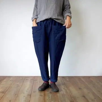 UZUiRO 캠핑 워크 팬츠 / 네이비 / 미카와 목화 이중 자수