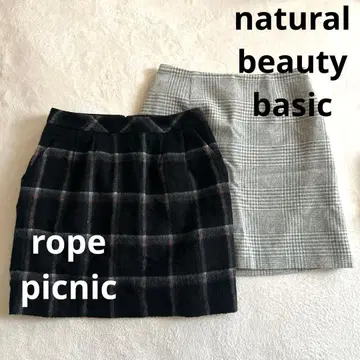 NATURAL BEAUTY BASIC 체크 무늬 타이트 스커트 외