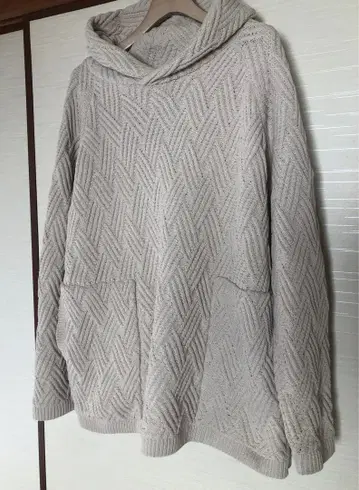 [컨디션 최상] SAISENTAKU/패턴 편직 니트 풀오버 후드티