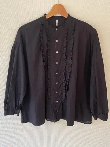 grin 코튼 린넨 프릴 셔츠