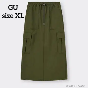 [ GU ] 카고 롱 스커트 기모 카키 XL 348341 스트레치
