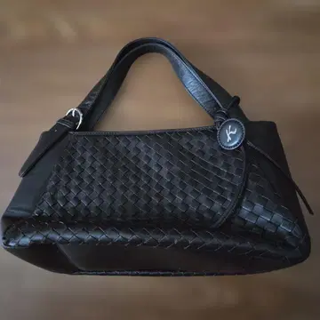 블랙 뜨개질 가죽 핸드백