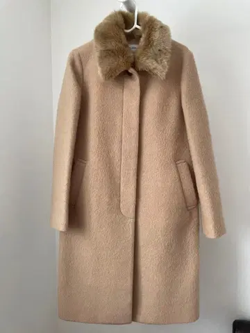 GLOBAL WORK 베이지 인조 모피 롱 코트 M
