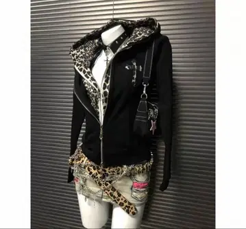 후드티 y2k 레오파드 무늬