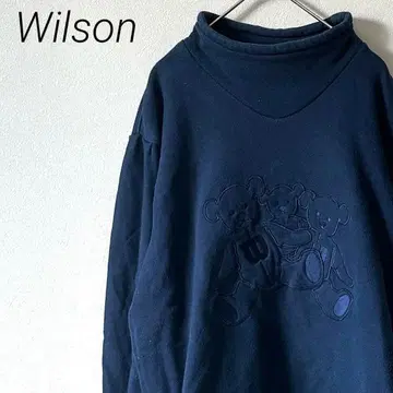 Wilson 맨투맨 트레이닝복 하이넥 속기모 곰 자수 루즈핏