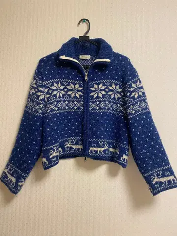 노르딕 무늬 집업 니트