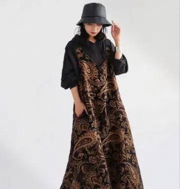 [ antiqua / KINU ] 살로펫 원피스 페이즐리 무늬 FREE