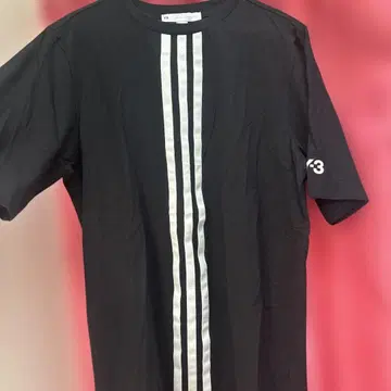 Y-3 블랙 콜라보 스트라이프 T셔츠