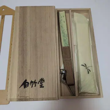 하쿠치쿠도 부채 크림색 그린 잠자리 교토 부채