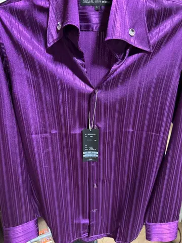 TETE HOMME 스트라이프 셔츠 6(L) 보라색
