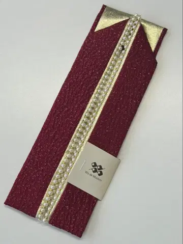 후리소데용 졸업식용 펄 장식 레이어트 카라, 레이어트 카라 크림슨/금