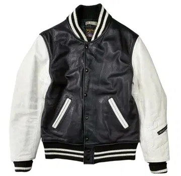 반손 나노 유니버스 올 가죽 바시티 자켓 블랙/화이트 M