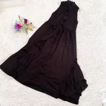 [ ZARA/자라 ] 블랙 슬리브리스 롱 원피스(S) 포멀 프릴