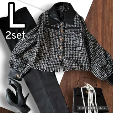 최종 새상품 있음 셋업 트위드 팬츠 포멀 크리스마스 졸업입학 L 블랙