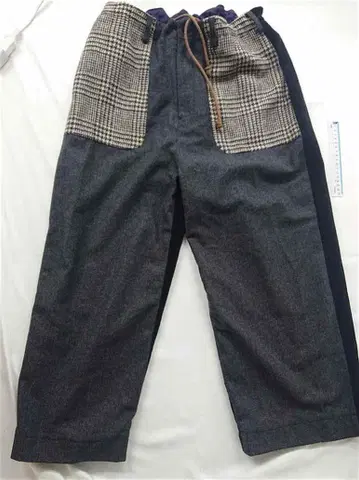 에칭타 체크 절개 와이드 팬츠 ONE 사이즈 남성용