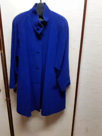 VH 울 블렌드 파랑 롱 코트