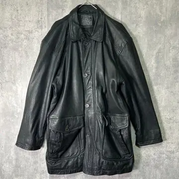 양가죽 램 가죽 카 코트 블랙 충전솜 어깨 패드 없음 빈티지