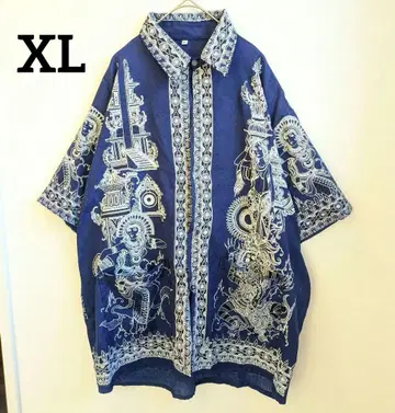 [ XL ] 파랑 블루 하와이안 셔츠 발리 사원